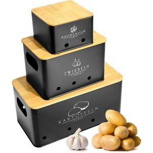 3Pi&egrave;ces Boite Pomme de Terre Rangement Pomme de Terre Oignon et Ail Cuisine Rectangulaire