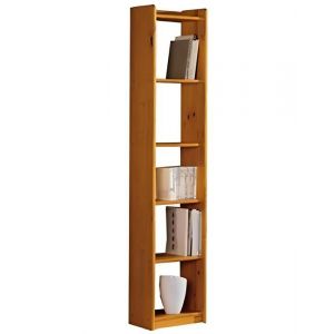 Étagère de rangement bibliothèque en bois de pin massif coloris miel - Longueur 40 x Profondeur 28 x Hauteur 200 cm