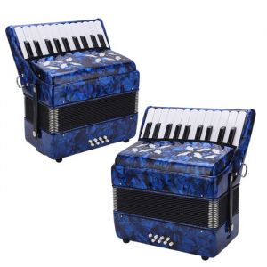 Mxzzand accord&eacute;on &agrave; main Accord&eacute;on 22 touches 8 basses Instrument de musique en cellulo&iuml;d informatique accordeon Bleu fonc&eacute;