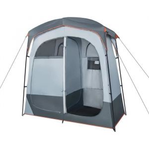 GYMAX Tente de Douche de Camping pour 2 Personnes Cabine dEssayage pour Voyage 2 Espaces Isol&eacute;s avec Sac de Rangement