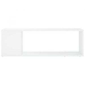 Meuble TV - Banc TV - Table TV - Blanc - 100x24x32 cm - Bois ding&eacute;nierie T323