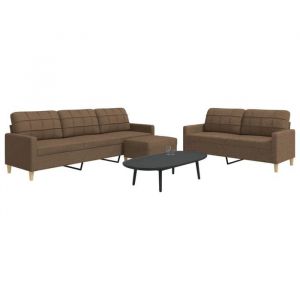 vidaXL Ensemble de canapés 3 pcs avec repose-pied marron tissu canapé siège de canapé canapé relax canapé confort 3278330