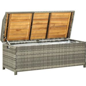 Tidyard Banc de Rangement de Jardin 120 cm  Bo&icirc;te de Stockage Coffre Gris en R&eacute;sine tress&eacute;e[45]