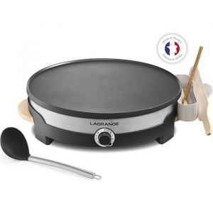 Crêpière Tradi® - LAGRANGE - 1500W - Plaque de 35cm - Revêtement antiadhésif - Poignées en bois