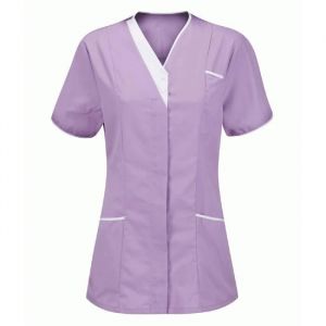 Tunique M&eacute;dicale Femme - Blouse Medicale Femme Col en V Banche Manche Courte - Violet - Adulte - Femme Violet#M