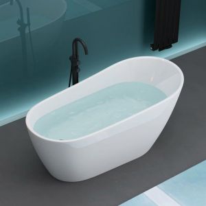Mai & Mai Baignoire îlot en Acrylique Blanc Ovale 160x80x72cm Baignoire sur Pieds avec Bonde et Trop Plein V528OA