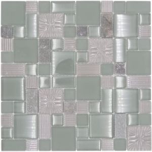 Pierre Naturelle Mosaïque en Verre Carrelage en Mosaïque Transparent Gris Anthracite Gris-Vert Structure Miroir Mosaïque Salle...