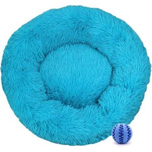Panier Chien Peluche Coussin Chien Rond Lit pour Chat Coussin Chat Lavable Peluche Animale Compagnie Lit Bleu ciel 40CM CORBEILLE