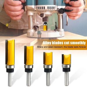 4 Fraise &agrave; Copier Bois Tige de 8 mm Fraises &agrave; Rainurer pour D&eacute;fonceuse Fraise Droite de Copiage Outil de Coupe Professionnel