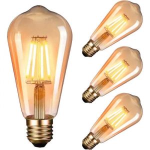 Lot de 4 Ampoule LED Edison Ampoule R&eacute;tro E27 (4W - 220V) ST64 Blanc Lampe style vintage pour la maison caf&eacute; bar