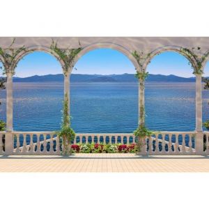 Papier Peint Photo INTISS&Eacute;-(38V) TERRASSE -350x260cm-7 l&eacute;s-Mural Poster G&eacute;ant XXL-Mer Beach Mer Oc&eacute;an Nature Jungle For&ecirc;t