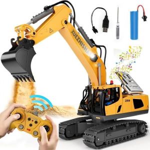 Pelleteuse t&eacute;l&eacute;command&eacute;e，tractopelle telecommand&eacute;，Pelleteuse Tracteur Enfant Camion Jouet 6 Canaux en Alliage