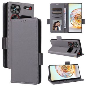 Etui ZTE nubia Z60 Ultra 5G (6.8) Housse Téléphone Flip en PU Cuir Housse de protection en cuir Business antichoc - gris