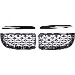 2 GRILLE DE CALANDRE NOIR BRILLANT SPOTS DIAMANT BMW SERIE 3 E90 ET E91 PHASE 1 DE 2005 A 08/2008
