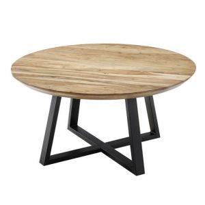Table basse ronde en bois dacacia massif- diam&egrave;tre 90 x Hauteur 45 cm