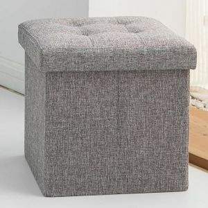 Canap&eacute; Pouf avec Coffre de Rangement 30x30x30cm Tabouret de Rangement Pliant Pouf de Pliable Cube avec Couvercle Amovible pour