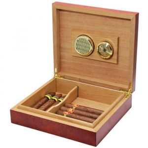 Boîte dhumidificateur en bois de cèdre à cigare marron avec hygromètre