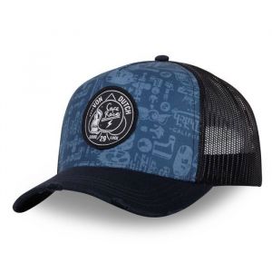 Vondutch Casquette Trucker Log Homme - Trucker - Filet Rigide - Bleu  Noir - Visière Arrondie