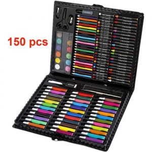 150pcs Dessin crayons de couleur craies pastel &agrave; lhuileaquarelles et de nombreux accessoires Contient Ensemble de dessin