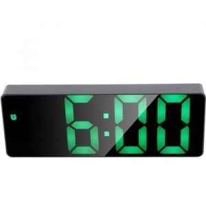 Réveil numérique horloge électronique Horloge électronique affichage à LED Pile de miroir numérique enfichable à double
