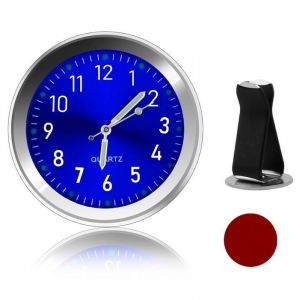 Horloge Ronde de VoitureHorloge Lumineuse à Quartz Mini Horloge Voiture Tableau de Bord avec Clip Grille d’AérationHorloge(Bleu)