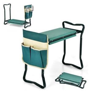 RELAX4LIFE 2 en 1 Tabouret de Jardinage Pliable Agenouilloir de Jardin avec Sac à Outils Banc de Jardinage Polyvalent Charge