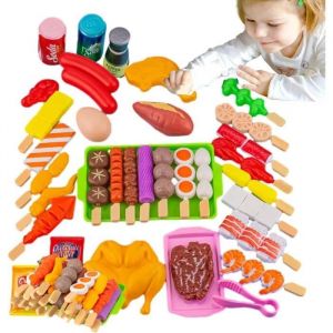 Jeu De Nourriture pour Barbecue - Jouet Barbecue Enfant Et Accessoires Nourriture De Simulation De Kebab De Cuisine Éducatif Cadeau