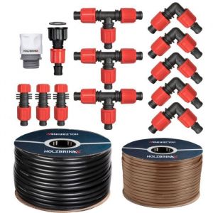 HOLZBRINK Kit darrosage goutte à goutte - système dirrigation - haie - thuya - jardin - Tuyau d’arrosage 100m PROFI 16mm 100m Tub