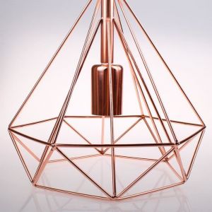 COUNT - &Oslash;25cm Suspension Cage Forme Diamant Luminaire Salle &agrave; Manger Salon - 1pcs Or rose