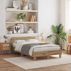 CHIC Lit adulte2 places - 120x190 cm Structure/Cadre de lit ch&ecirc;ne artisanal 120 x 190 cm Bois ding&eacute;nierie #Sara33820