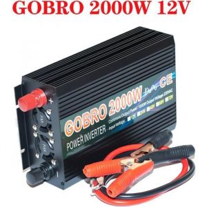 Convertisseur DC 12V &agrave; 220V AC - GOBRO - 2000W - Onde pure sinus - &Eacute;cran LCD - Protection basse tension