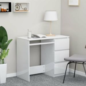 Bureau Blanc brillant 90x45x76 cm Aggloméré