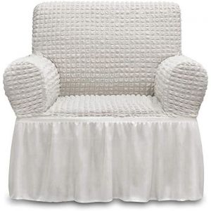 ROCK Housse de canapé 1 places(80-120cm) - Super stretch - Blanc