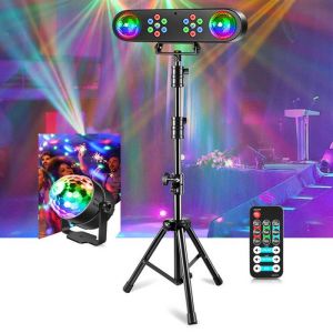 UKING-- Support De Lumi&egrave;res Avec Plusieurs Effets A LED - 2 boule disco et 14 LEDs + Lampe de Sc&egrave;ne uking Boule Disco