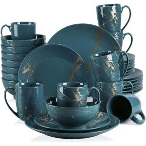 Service de Table Complet Porcelaine LOVECASA S&eacute;rie Sweet - Turquoise pour P&acirc;ques