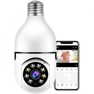Cam&eacute;ra ampoule de surveillance WiFi &agrave; 360&deg; avec vision nocturne sans fil cam&eacute;ra de s&eacute;curit&eacute; int&eacute;rieure IP intelligente 1080P