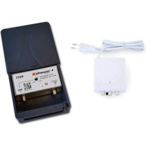 Kit Pr&eacute;amplificateur d&rsquo;Antenne TV Johansson pour TNT HD avec Filtre 5G/LTE Actif Et avec Alimentation. Kit Pr&eacute;-Amplificateur UHF 15