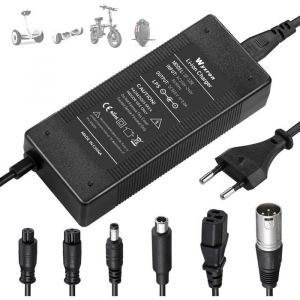Chargeur Hoverboard 54.6V 2A Overboard avec 6 Connecteurs pour 48V Li-Batterie pour Hoverboard/E-Scooter/Planche à Dérive