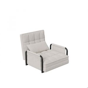 3 en 1 Fauteuil Lit Convertible avec Fonction Lit Chauffeuse Convertible Dossier R&eacute;glable en 5 Positions Fauteuil Salon Beige