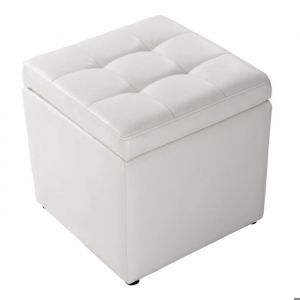 Tabouret Pouf Salon - RELAX4LIFE - Cuir PU - Pieds Antid&eacute;tapants - Pouf Repose Pieds en &Eacute;ponge - Charge 300KG - 40X40X40CM
