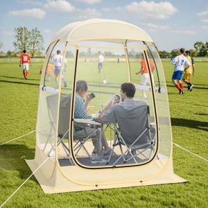 GYMAX Tente Bulle Transparente pour 1 à 2 Personnes 2 Fenêtres et 1 PorteDouble Toit Amovible 128 x 128 x 158 cm