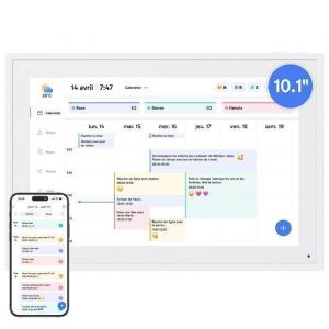 EKASN Cadre Photo numérique 101 Calendrier Numérique mural Écran Tactile Familiale Partage Desktop Multi-utilisateur WIFI Blanc
