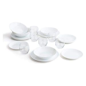 Service de table - Arcopal - Zelie - 18 pi&egrave;ces - 6 verres - Opale blanc