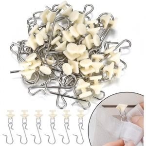 100 Crochet de Rideau Rail Set(50 Glisseurs pour Rail &agrave; Rideaux Crochets Plastique 50 Glisseur Rail Rideau Metal) Crochet de