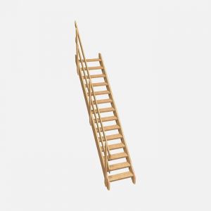 Normandie - Escalier bois droit avec rampe 2 lisses
