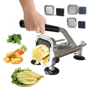 Coupe-Frites Professionnel Coupe - Coupe-frites - 3 Lames Inox - 4 ventouse - Tranchant - Base antid&eacute;rapante-Coupe-Frites