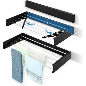 &Eacute;tendoir Mural 80cm Etendoir Linge Interieur Pliable  Etendoir Linge Mural Design Compact et concis Gain de Place