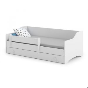 Lit enfant ERYK 180x80 avec matelas + sommier + tiroir + poignées blanches