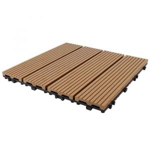 11pcs Dalles de terrasse en plastique pour extérieur et jardin 30*30cm-brun