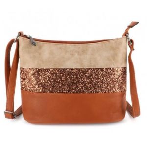 Sac Bandouli&egrave;re Paillettes Femme Multicolore - Camel - Gallantry